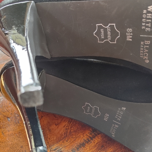 White House Black Market Black Leather Arianna Heels ~ Size 8.5 - Picture 6 of 9